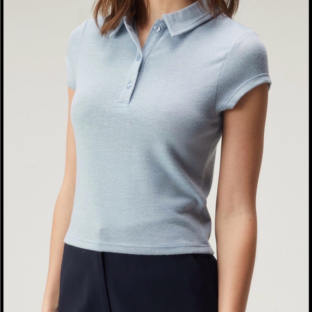 Nasty Gal fitted Crop Polo 
Pale Blue 
Nordstrom